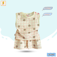 Đồ bé gái Babiboo bộ sát nách vải muslin thông thoáng họa tiết đáng yêu BTK57