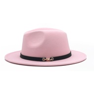 Fashionable Fedora Hat with Belt Buckle for Men Women Felt Hat