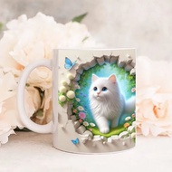 Ceramic Mug with 3D Cat Print According to Custom Portrait THOUGHTY_GIFT Unique GiftPiece for Cat Lo