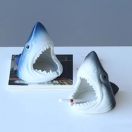 【Special Promotion】 Cute Shark Shape Ash Tray Cartoon Animal Model Multi-Purpose Decorative Ceramic Ash Holder Ashtray Desk Decoration
