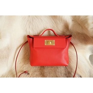 HERMES S3 Heart Red Mini2424 Original Factory evercolor Leather French Wax Thread Full Hand Sewing