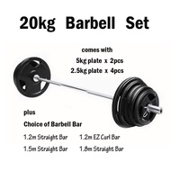 Olympic Barbell With Tri-Grip Rubberise Weight Plate Sets 20kg 35kg 40kg 50kg Straight Bar Ez Curl C
