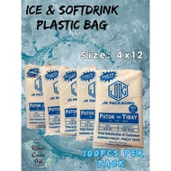 ICE & SOFTDRINK PLASTIC BAG 4X12 100PCS PER PACK