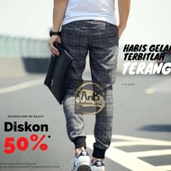 joger pant/celana joger pria motip garis tartan kotak2