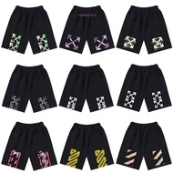 9H4H European American Street Wear OFF OW WHITE Arrow Print Loose Shorts Male Couple Casual Sports F