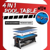 Pool Table 4 in 1 Meja pool Ping pong tennis Air hockey Desk top hoki multipurpose multi game two si