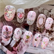 Short Oval Fake Nails with Glue False Nails Cute Press on Nails