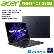 acer 宏碁 Predator Helios PHN14-51-58EM 14吋掠奪者電競筆電 黑(CU5-125H/32G/512GB/RTX4060/Win11) 贈7-11禮券