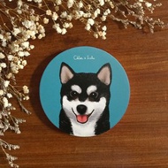 汪喵陶瓷吸水杯墊 - 黑柴