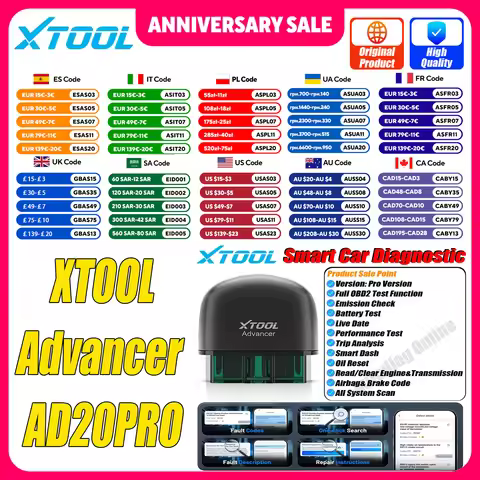 XTOOL AD20PRO Auto Diagnostic Scanner Full System OBD2 Bluetoot Scanner Oil Reset Battery Tests Code
