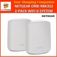 Netgear Orbi WiFi 6 AX1800 Dual-band Mesh System (RBK352 ) – Router with 1 Satellite 3 years warranty