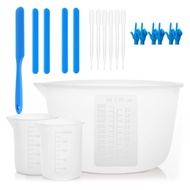 Silicone Measuring Cup Set for Epoxy Resin,600 &amp; 100 Ml Mixing Cup, Silicone Spatula,Gloves of Epoxy Resin,Easy to Clean Perfect for Mixing Resin Jewellery Making