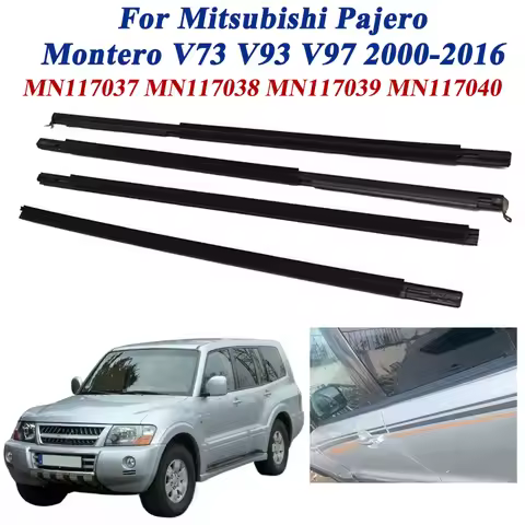 4 Pcs Outside Windows Glass Rubber Weather SealStrip For Mitsubishi Pajero Montero V73 V93 V97 2000-