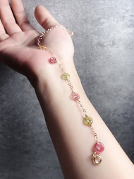 清透碧璽甜甜圈平安扣 糖果色14kgf手鍊