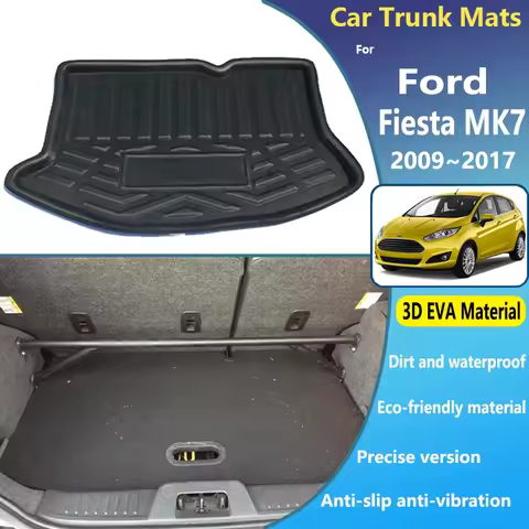 Car Trunk Storage Pad for Ford Fiesta MK7 Accessories 2009~2017 7 Hatchback Waterproof Easy to clean