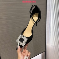 9p pointed toe high heels with luxurious square stones, 7p high heels with studded heels Sunshine A1