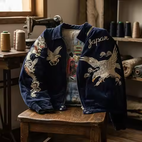 Y2K Vintage Harajuku Embroidery Sukajan Jacket Women Men Retro Dragon Eagle Bomber Coat Streetwear O