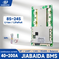 JIABAIDA Smart BMS 8S-24S 16S 20S Li-ion LiFePo4 40A-200A BT UART RS485 CAN Active Balance JBD BMS