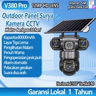 V380 Pro Full Color Night Vision Solar Powered CCTV Camera Three Lens 4G SIM Camera