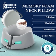 HITCHIE Full Height Neck Pillow Memory Foam U Shape For Travel Airplane - Bantal Leher Tengkuk Melan