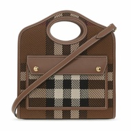 BURBERRY 格紋迷你口袋包 深樺棕色 8049138