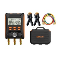 Elitech MS-1000 HVAC Digital Manifold Gauge 2-Valve AC Fitting with Stainless Steel Thermometer Clam