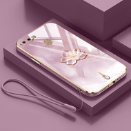 YBD Phone Case For OPPO A5S A7 A12 A11K A3S A12E Realme C1 Electroplated Ink Lotus Flat Bear Strap H