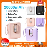 【SG Local Seller】20000mAh Power Bank 4-in-1 USB C Powerbank Mini 2.1A Fast Charger Lightweight Power Bank with LED Light