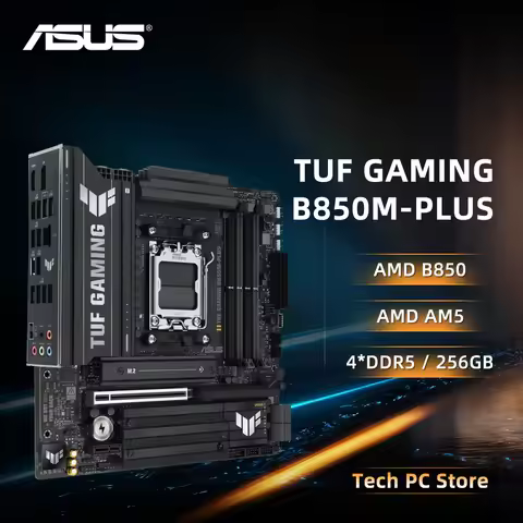 ASUS TUF GAMING B850M-PLUS AMD B850 DDR5 256GB PCIe 4.0 Socket AM5 Support Ryzen 9800X3D/7800X3D/870