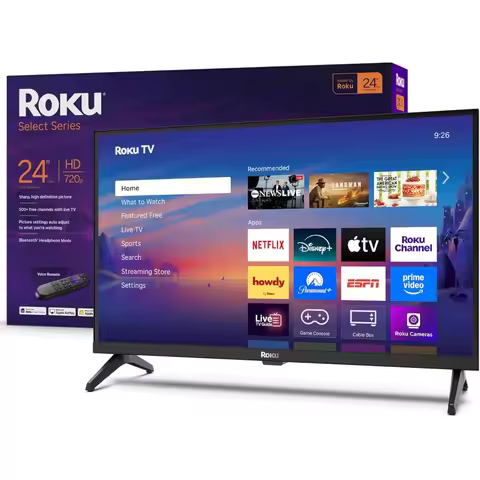 Roku Smart TV 2025 – 24-Inch Select Series, 720p HD TV – Roku TV with Voice Remote