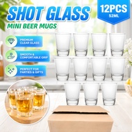 1box 12pcs shot glass Mini Beer Mugs, 1 Oz Clear GLASS Shot Glasses Beer Mug with Handles