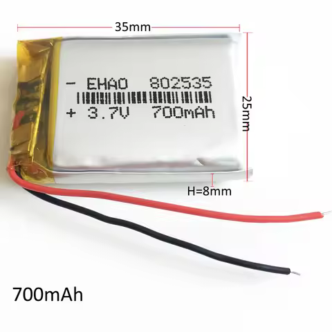 3.7V 700mAh Lipo Rechargeable Battery 802535 Polymer Lithium Cells For MP3 GPS DVD Bluetooth Recorde