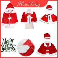 Cosplay Christmas Clothing Velvet Red Short Cloak Hat Adults Kids For