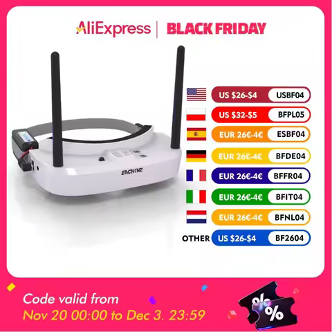 Eachine EV100 720*540 5.8G 72CH FPV Goggles With Dual Antennas Fan 18650 Battery Case For RC Drone