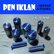 12 X 30 Stainless Steel IKLAN PEN | Acrylic Bolts | Glass Bolts | Sign Board