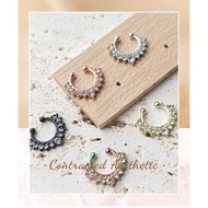 Stylish Fake Piercing Nose Ring – Crystal Inlaid Clip-On Clicker Fake Nose Ring Fake Piercing