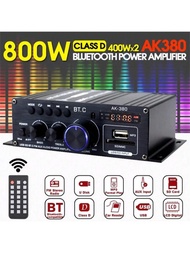 AK380 800W Bluetooth Amplifier HiFi Audio Karaoke 2 Channel Home Theater Amplifier Power Class D Amp