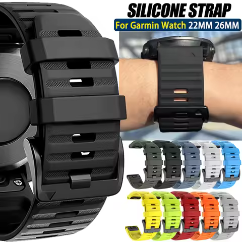 QuickFit 22mm 26mm Silicone Band for Garmin Fenix 6 6X PRO 5 5X Puls E 8 7 7X Fenix9 Pro Solar 51mm 