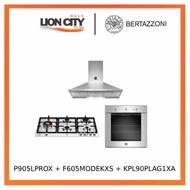 Bertazzoni P905LPROX 90cm Gas Hob + F605MODEKXS 5 Function Oven + KPL90PLAG1XA Wall-Mount Hood