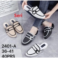 Sandal Slop Wanita Karet Import Motif Slop Garis -Garis Balance 2401