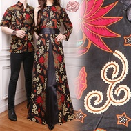 Couple Blouse Mubrida Longdress Belt Fabric and Men's Batik Shirt