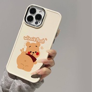 Casing for iPhone 14promax 13 14 11promax X XR XS MAX 12pro 12Plus 7plus 8plus Simple Cartoon Disney Winnie the Pooh Pattern Metal Photo Frame Drop Protection Case