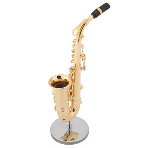 Miniature Saxophone Brass Mini Alto Saxophone Model Musical Instrument Ornaments with Stand and Case