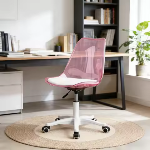Acrylic Adjustable Computer Chair Armless Office Chair Height Ergonomic Chair Study Swivel Chair Tra