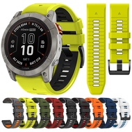 QuickFit 26mm 22mm Two Tone Silicone Strap For Garmin Fenix 7X 7 Pro 6 6X/Epix Pro Gen 2 51mm 47mm/Tactix Watch Band Accessories