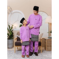 Baju Melayu Teluk Belanga | Set Ayah & Anak Lelaki | Lilac | Baju Melayu Lilac by HABIBI BOUTIQUE
