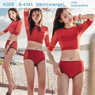 B4341-SUMMER HOLIDAY CRAZY HOT BIKINI SWIMSUIT TRANSPARENT SHOULDER BIKINI TWO PIECEWanita