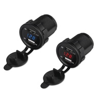 12V 24V Universal 2.1A Motorcycle Truck Car USB Charger Voltmeter Dual Usb Auto Charger With Meter Power Adapter Socket