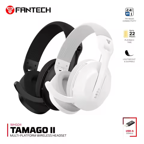 FANTECH TAMAGO II WHG04 Gaming Headphones Wired&Wireless 2.4G Bluetooth 5.3 Lightweight Headset With