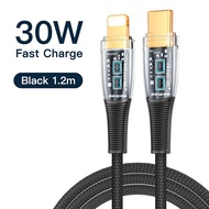 KUULAA 30W USB C ถึง Lightning Cable สำหรับ iPhone 14 13 pro max PD Charger 30W Max สำหรับ iPhone 12 pro max 11 8 7 สายชาจไอโฟน20w Fast Charger Data Cord สำหรับ Macbook iPad USB-C iPhone Cord สายชาร์จ Apple Cable โปร่งใสข้อมู